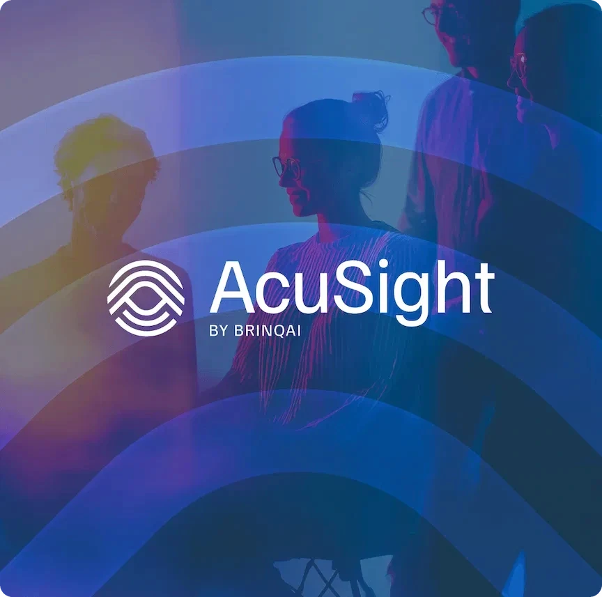 AcuSight by BrinqAI platform overview visual with team collaboration and AI-driven insights